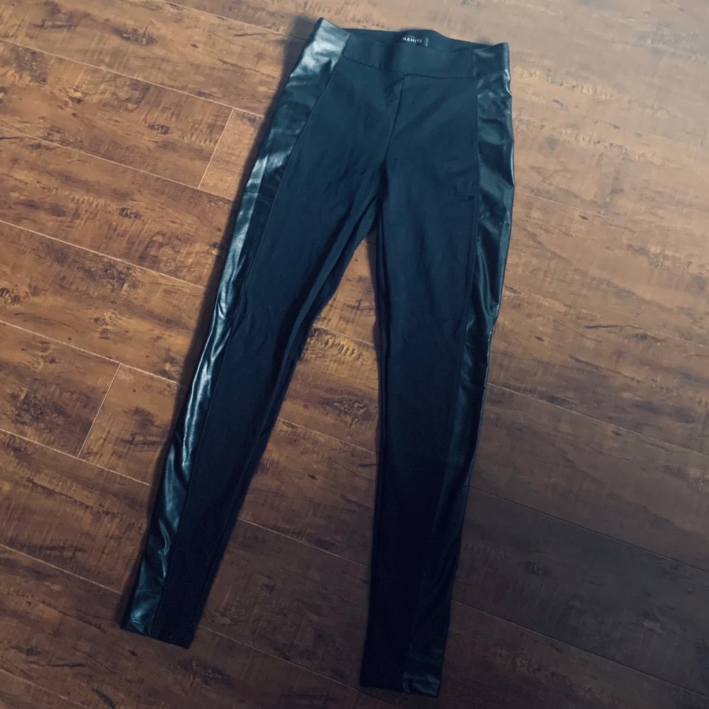 Dynamite Leather Strip Leggings